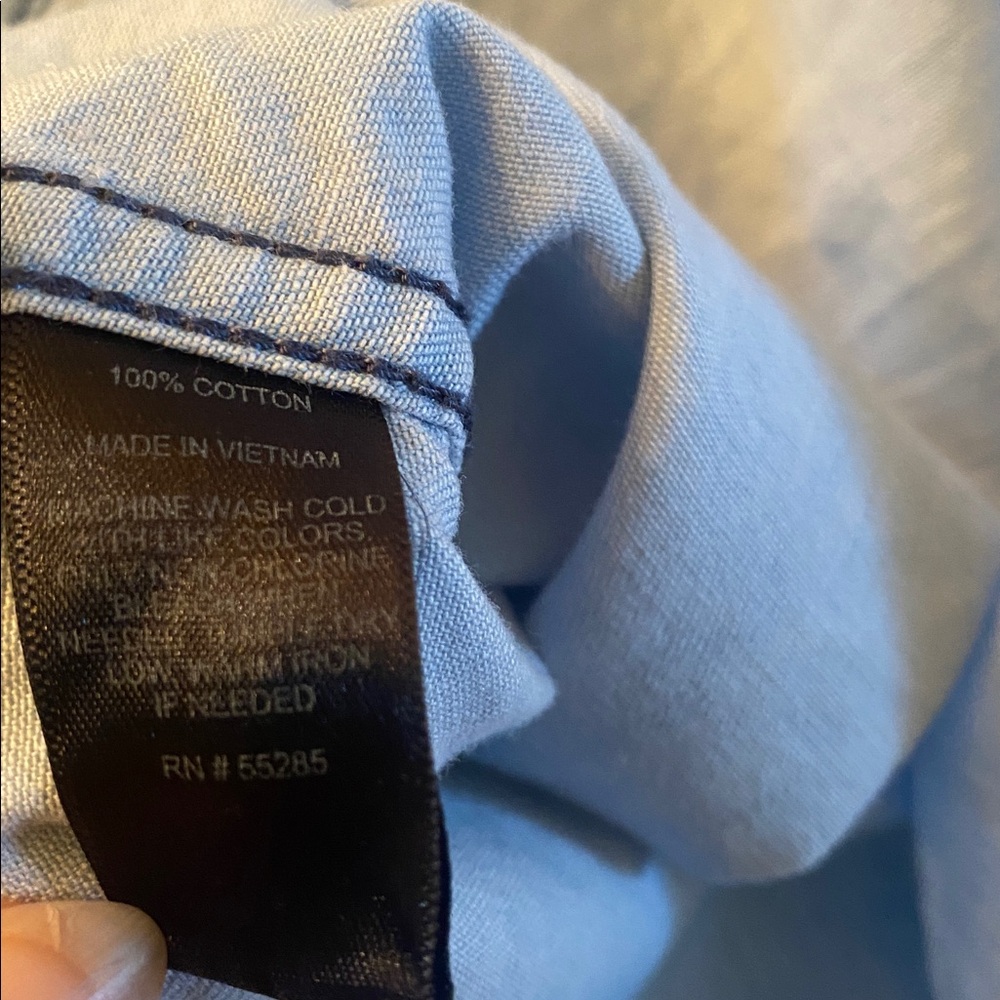 Express Two-Tone Blue Denim Shirt - Picture 12 of 13